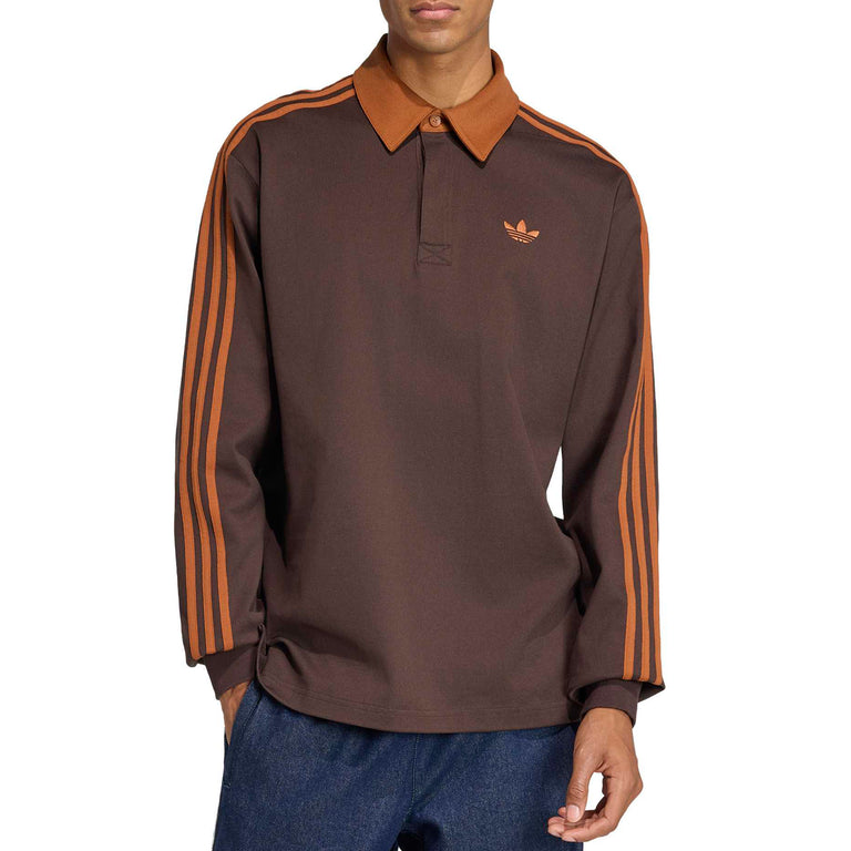Adidas 3-Stripes Rugby Longsleeve Polo Shirt - XL / Aurora Coffee - 2