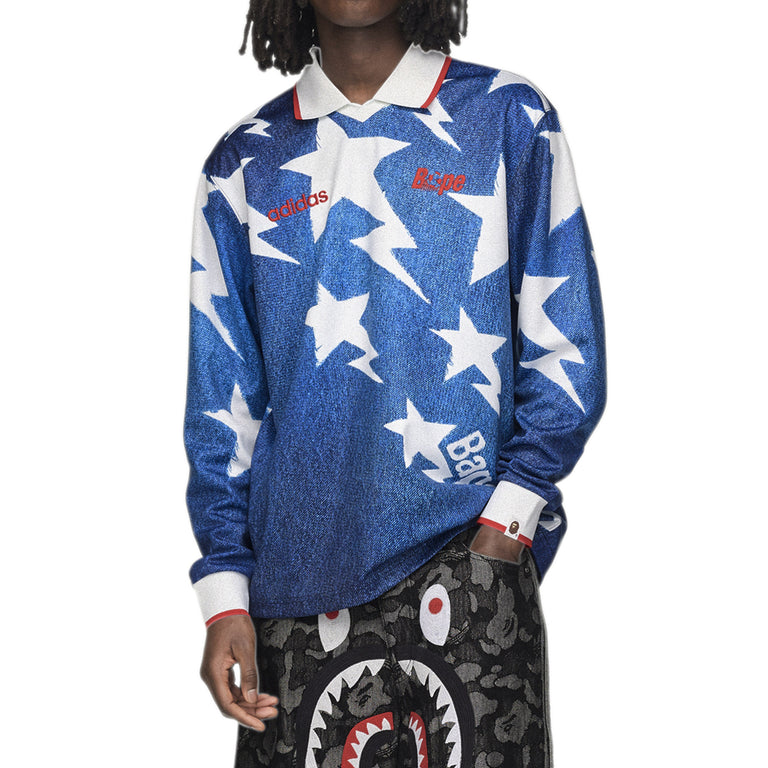 Adidas	x Bape Longsleeve Star Jersey - L / Medium Blue Denim - 4