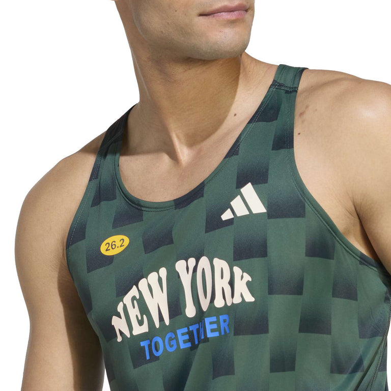 Adidas	Adizero NYC Running Singlet - L / Collegiate Geen / Aurora Ivy - 2