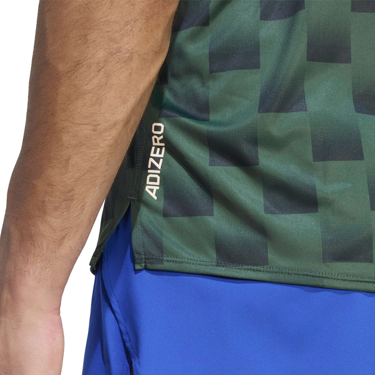 Adidas	Adizero NYC Running Singlet - L / Collegiate Geen / Aurora Ivy - 3