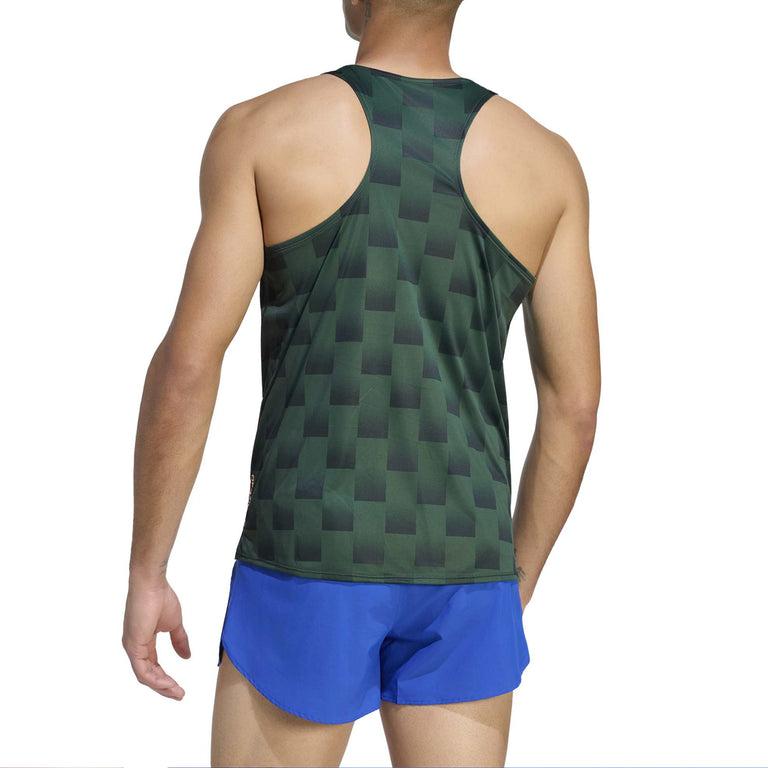 Adidas	Adizero NYC Running Singlet - L / Collegiate Geen / Aurora Ivy - 4