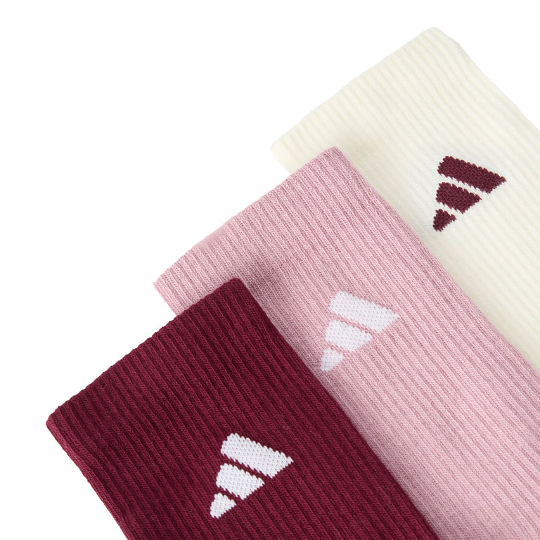 Adidas	Cushioned Crew Socks 3-Pack - L / Maroon / Ivory / Magic Mauve / White - 2