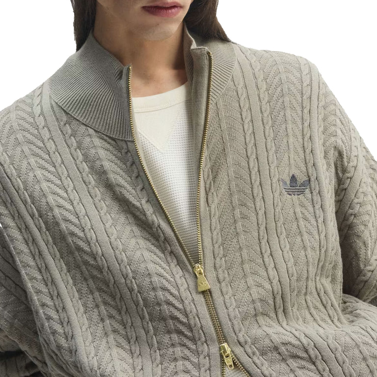 Adidas	Firebird Cable Knit Track Top - L / Silver Pebble - 4
