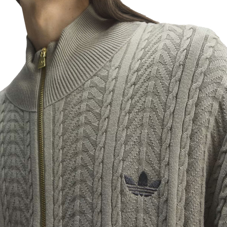 Adidas	Firebird Cable Knit Track Top - L / Silver Pebble - 5