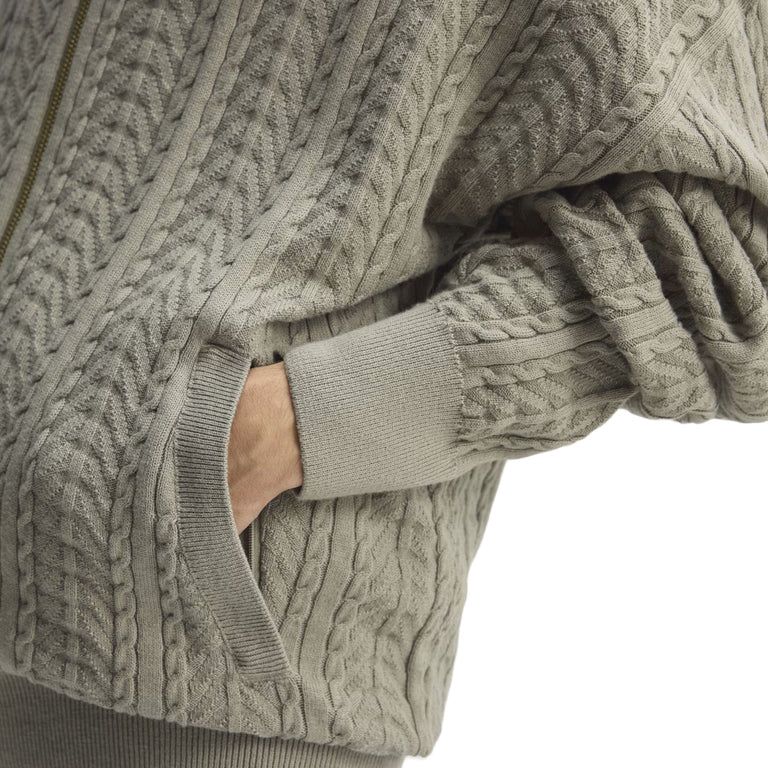 Adidas	Firebird Cable Knit Track Top - L / Silver Pebble - 6