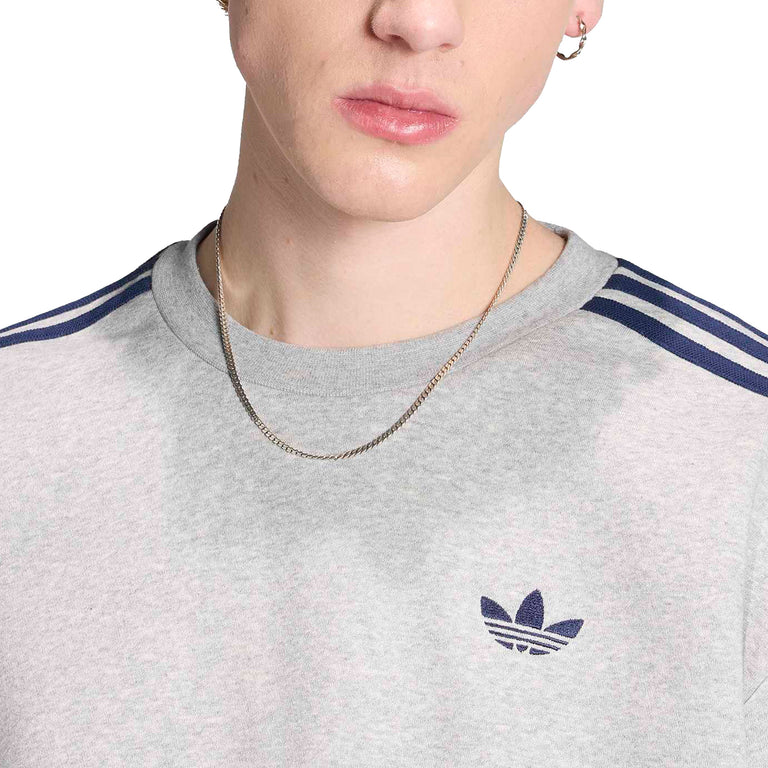 Adidas 3-Stripes Oversized Crewneck - XXL / Medium Grey Heather / Night Indigo - 2