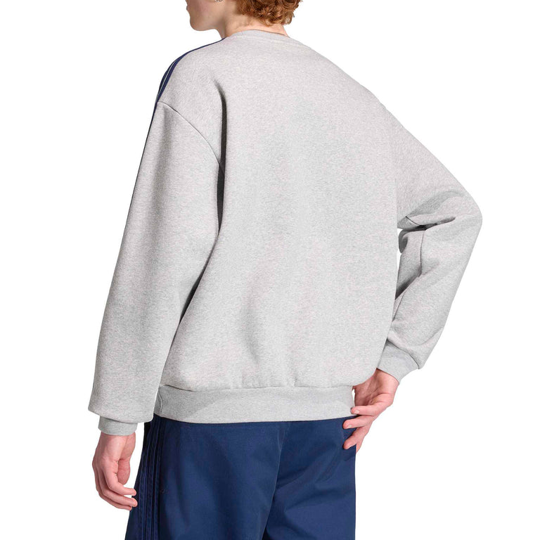 Adidas 3-Stripes Oversized Crewneck - XXL / Medium Grey Heather / Night Indigo - 3