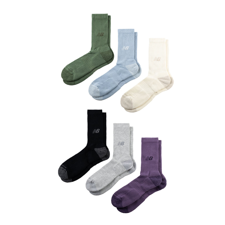 New Balance Active Crew Socks 6 Pack - XL / Oregano / Oxford Blue
