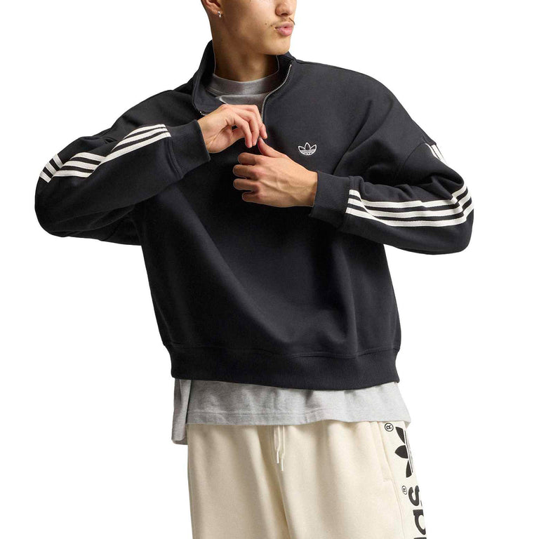Adidas	adiSignature Firebird 3 Stripes Half Zip Sweatshirt - XL / Black / Off White - 2
