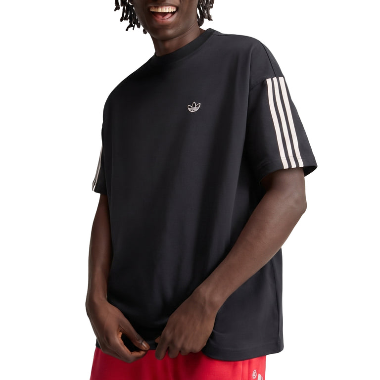 Adidas	adiSignature 3 Stripes T-Shirt - S / Black / Off White - 2
