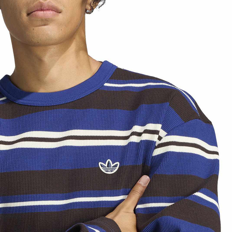 Adidas Winter Club Long Sleeve Stripe Waffle Tee - XL / Aurora Coffee - 2
