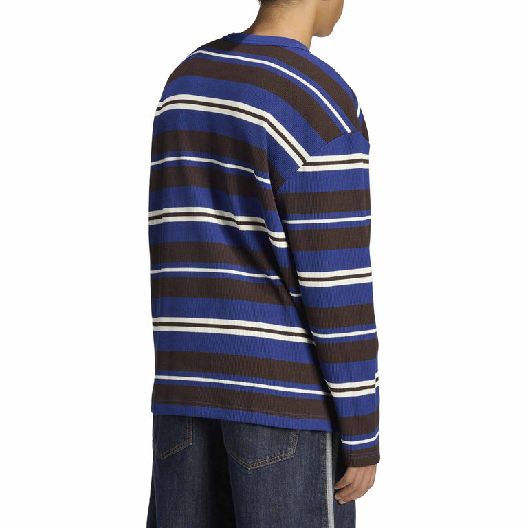 Adidas Winter Club Long Sleeve Stripe Waffle Tee - XL / Aurora Coffee - 4
