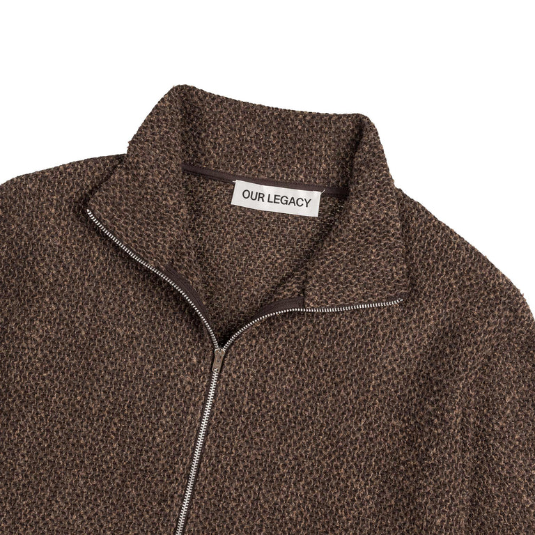 Our Legacy Shrunken Fullzip Polo (Brown Sparse Buckle Weave)
