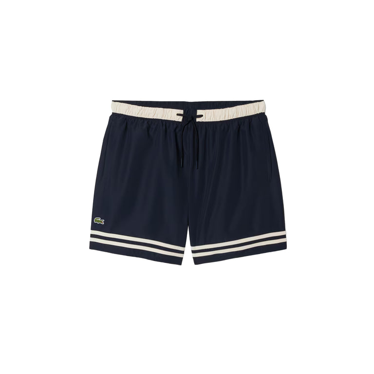 Lacoste Contrast Stripe Swim Trunks - XL / Blackbird / Naturel Clair
