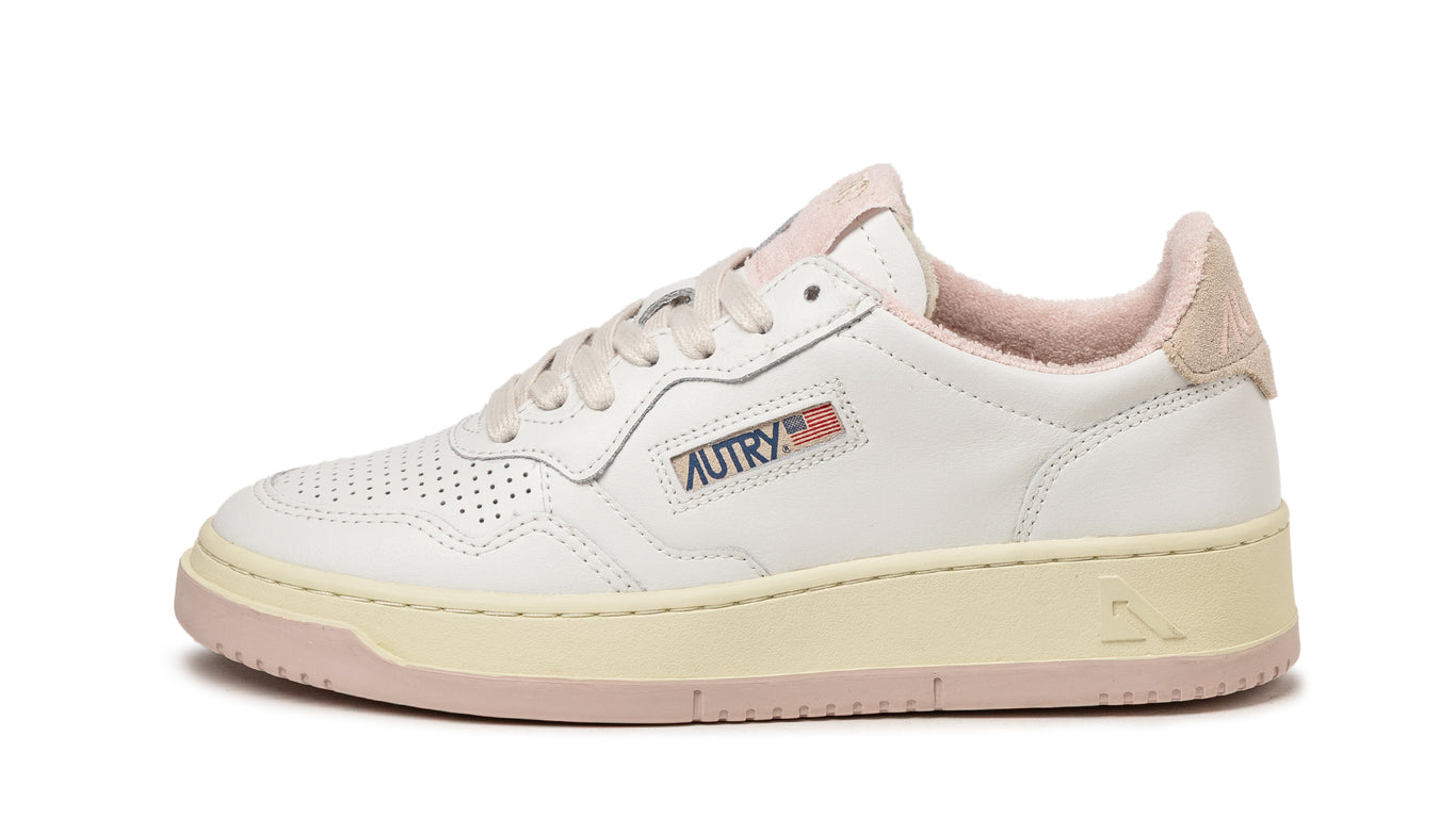 スニーカー AUTRY Woman Sneakers White AULWLL16 Autry Medalist Low Sneakers In White And Pink Leather