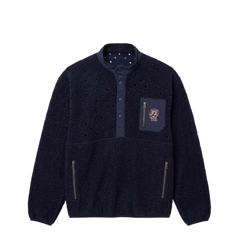 Brain Dead Hole Mock Neck Pullover - L / Navy
