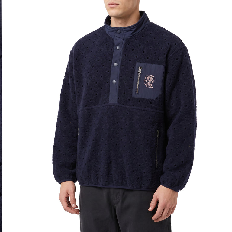 Brain Dead Hole Mock Neck Pullover - L / Navy - 4
