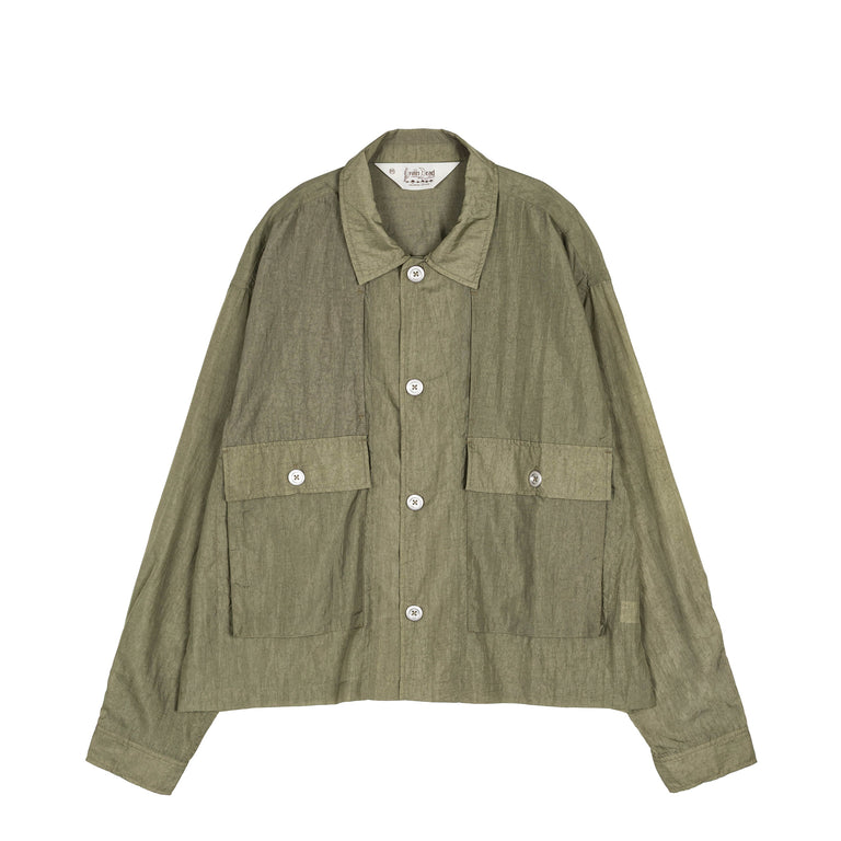 Brain Dead Cropped Nylon Button Up Shirt - XXL / Army
