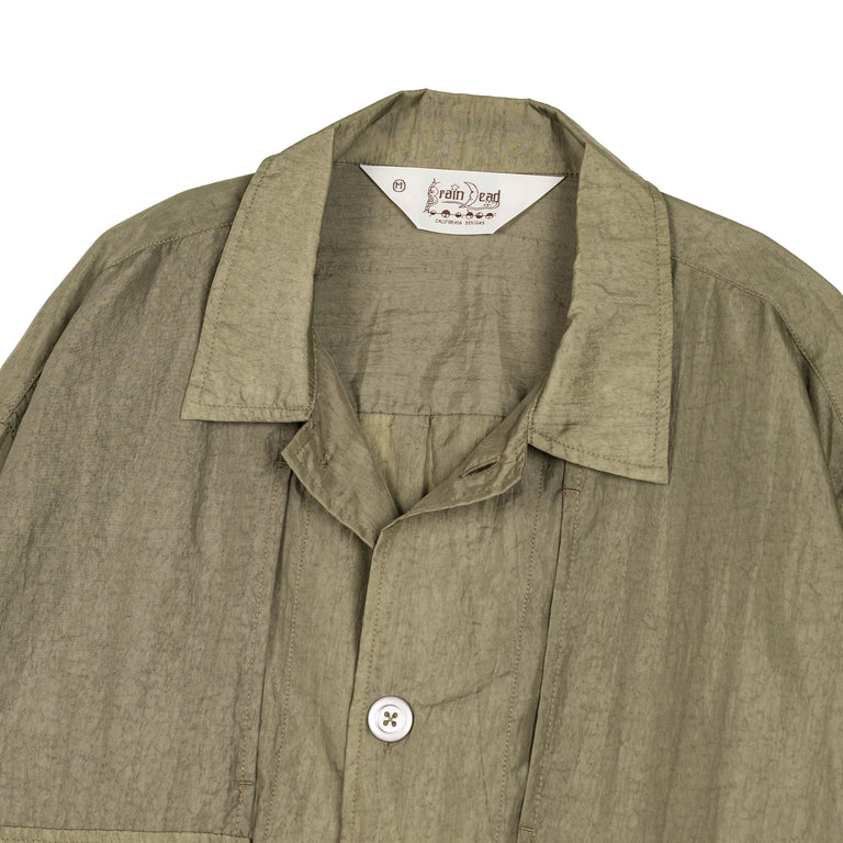 Brain Dead Cropped Nylon Button Up Shirt - XXL / Army - 2