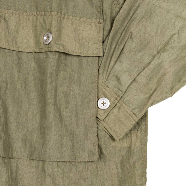 Brain Dead Cropped Nylon Button Up Shirt - XXL / Army - 4