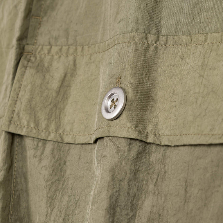 Brain Dead Cropped Nylon Button Up Shirt - XXL / Army - 5