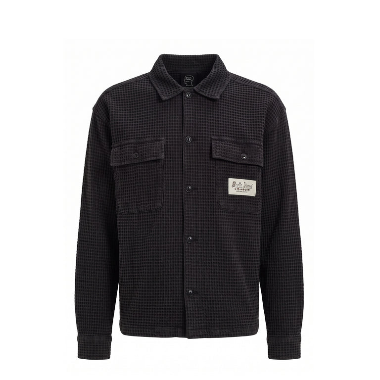 Brain Dead Waffle Button Front Shirt - S / Black
