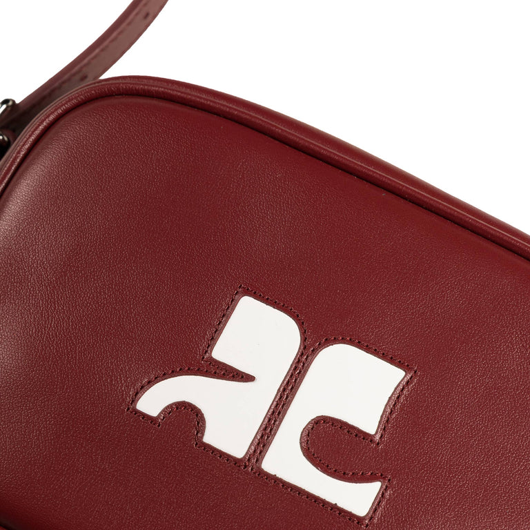 Courreges Reedition Leather Camera Bag (Dark Red)