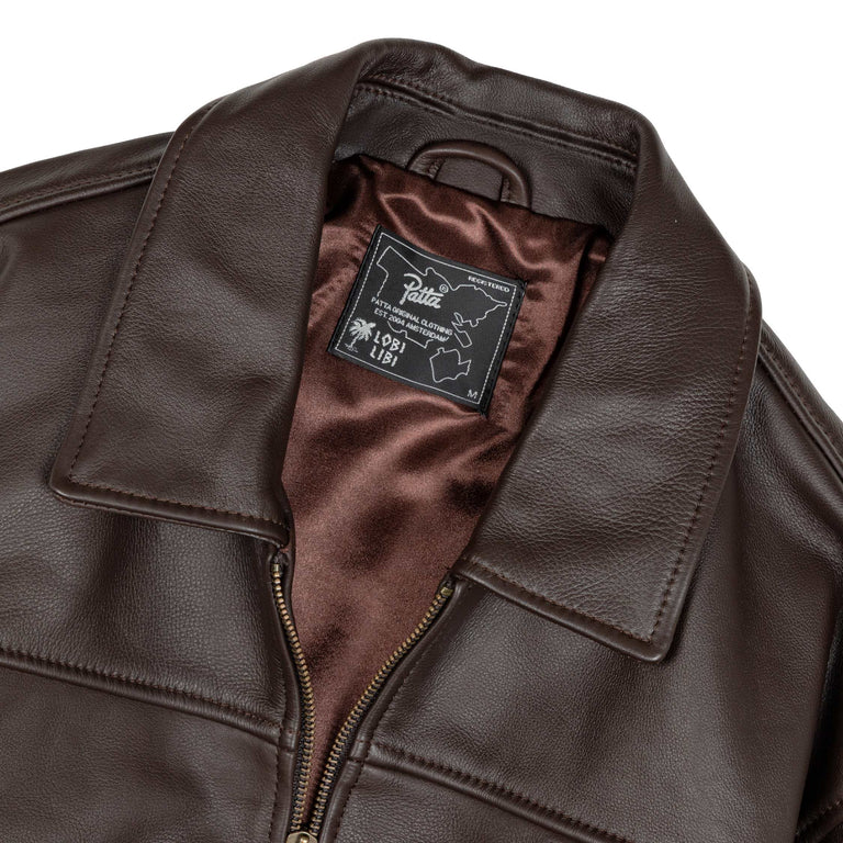 Patta Leather Bomber Jacket - L / Coffee Bean - 3