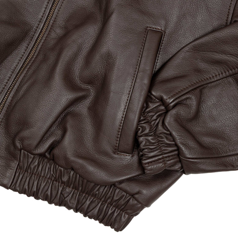 Patta Leather Bomber Jacket - L / Coffee Bean - 4