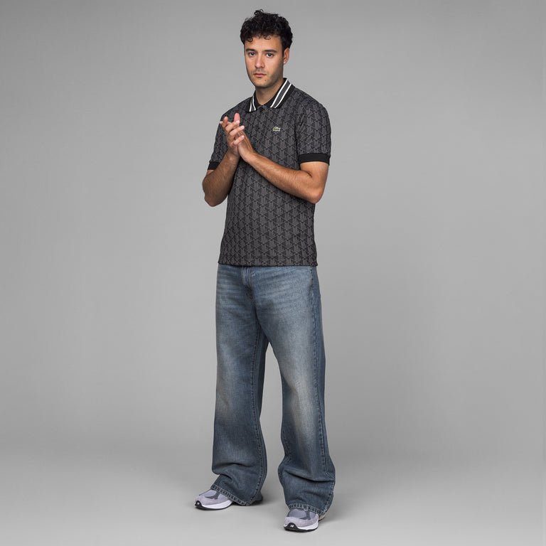 Lacoste Contrast Collar Monogram Polo Shirt