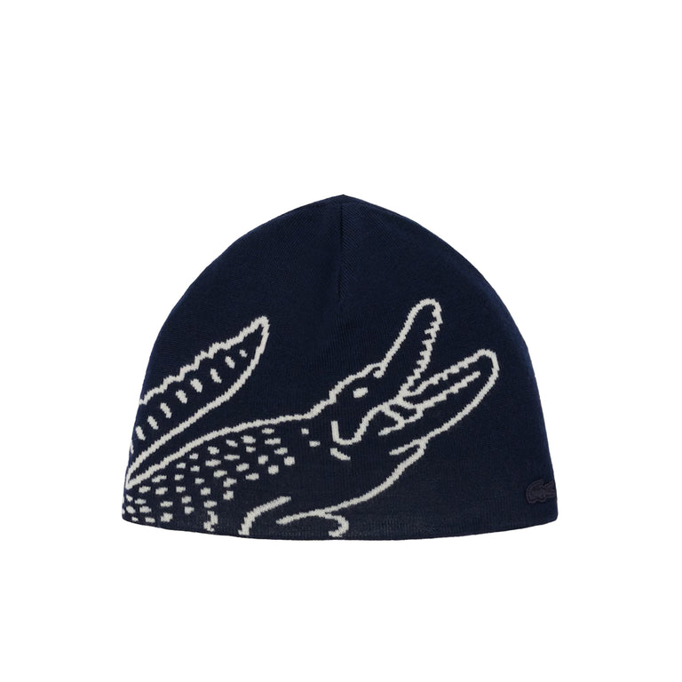 Lacoste Wool Jacquard Crocodile Beanie - 1