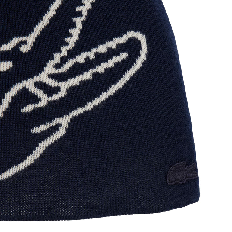 Lacoste Wool Jacquard Crocodile Beanie - 2