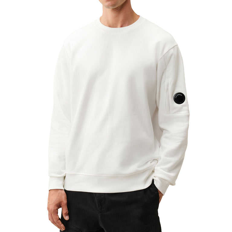 C.P. Company Diagonal Raised Fleece Crew Neck Lens Sweatshirt - L / Gauze White - 2