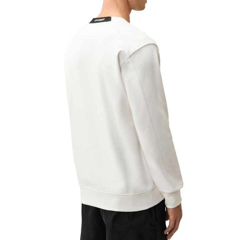 C.P. Company Diagonal Raised Fleece Crew Neck Lens Sweatshirt - L / Gauze White - 3