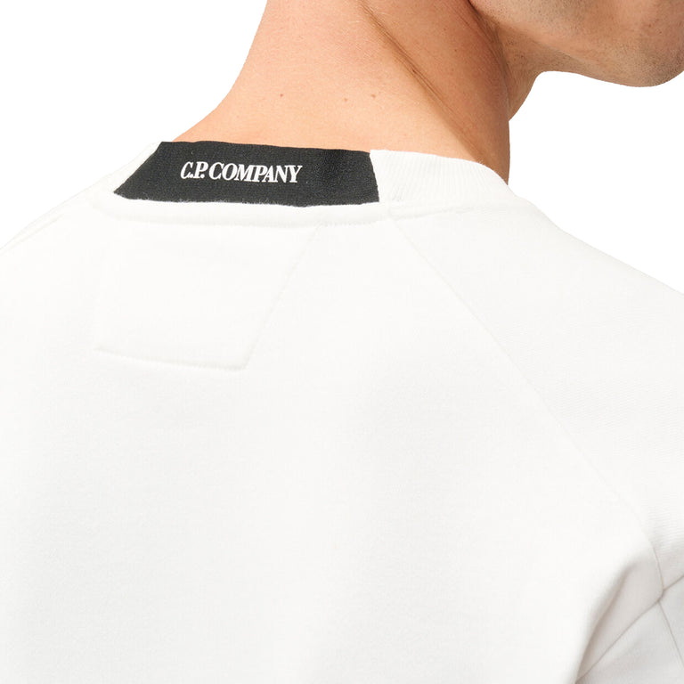 C.P. Company Diagonal Raised Fleece Crew Neck Lens Sweatshirt - L / Gauze White - 5