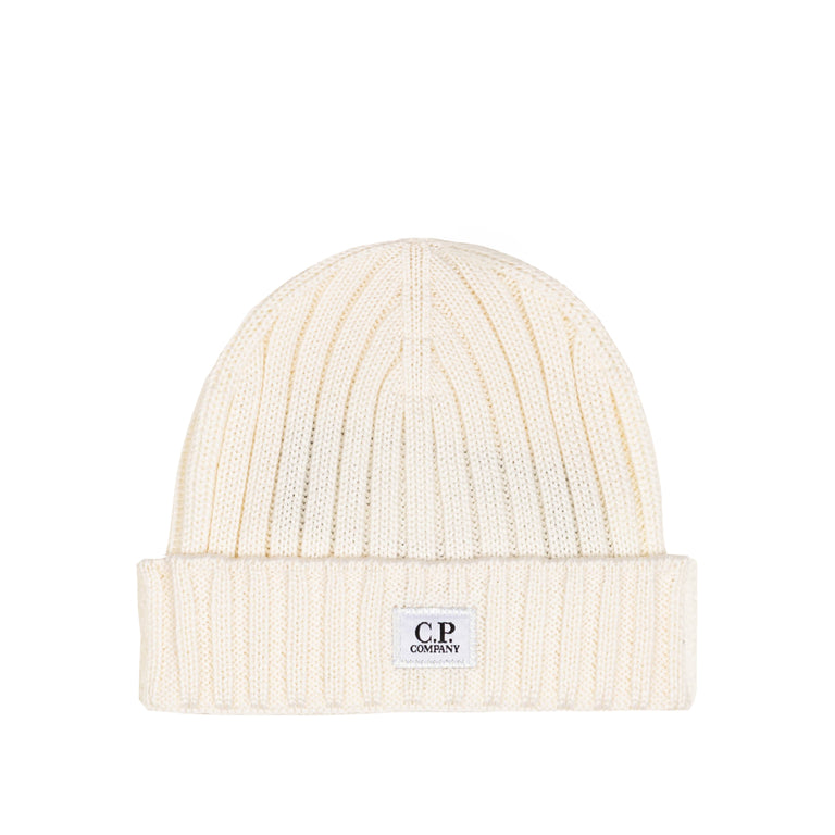 C.P. Company Extra Fine Merino Wool Knit Logo Beanie - 1