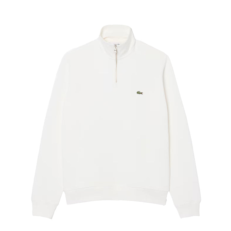 Lacoste Zippered Stand Up Collar Cotton Sweatshirt - XXL / White - 1