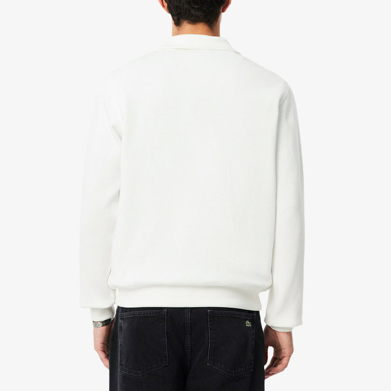 Lacoste Zippered Stand Up Collar Cotton Sweatshirt - XXL / White - 3