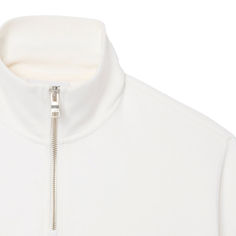 Lacoste Zippered Stand Up Collar Cotton Sweatshirt - XXL / White - 4