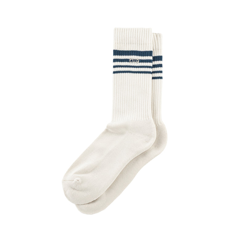 Autry Jacquard Striped Socks - S / Beige / Blue Navy
