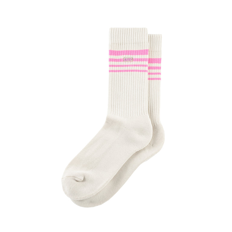 Autry Jacquard Striped Socks - S / Beige / Pink
