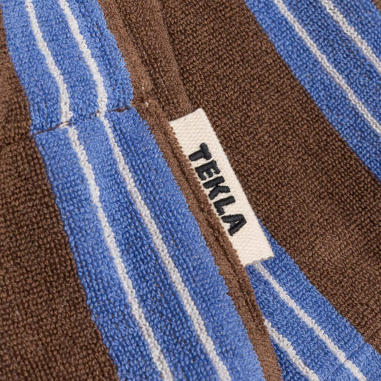 Tekla Hooded Bathrobe - L / Chestnut Stripes - 4

