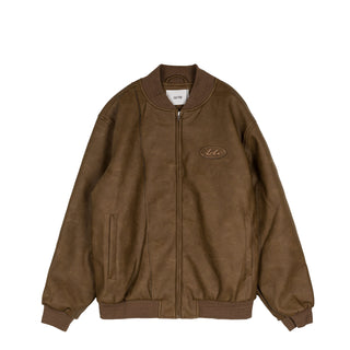 Arte Antwerp Leather Varsity Jacket - XL / Brown
