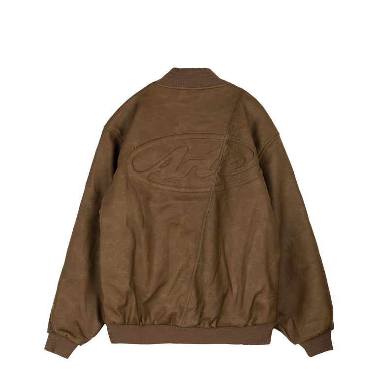 Arte Antwerp Leather Varsity Jacket - XL / Brown - 2