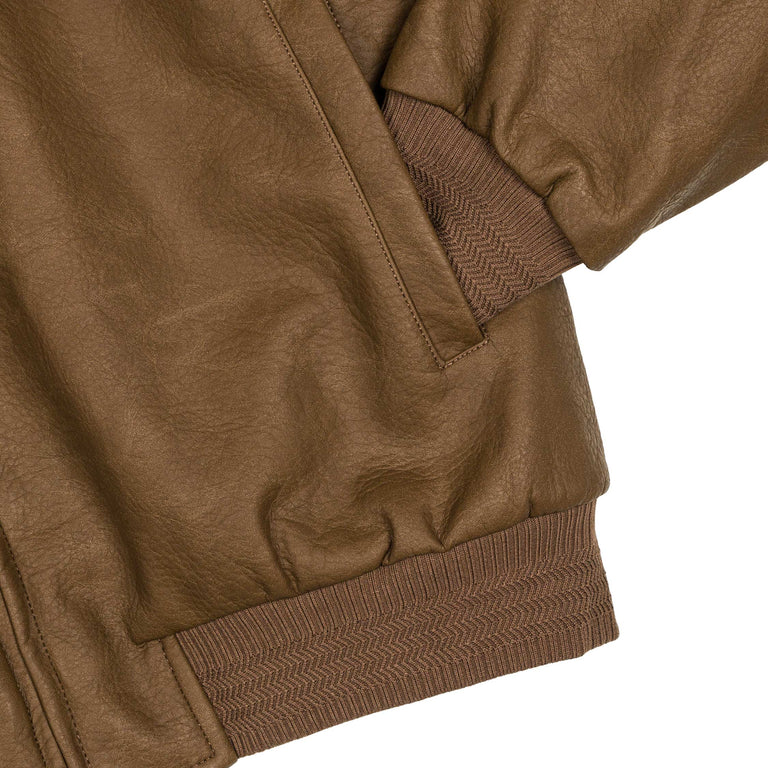 Arte Antwerp Leather Varsity Jacket - XL / Brown - 5