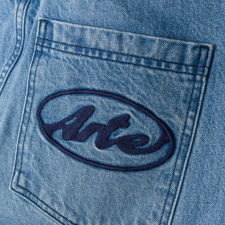 Arte Antwerp Circle Logo Pocket Pants - 28 / Denim Bleach - 5