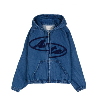 Arte Antwerp Split Logo Denim Hood Jacket - XL / Navy