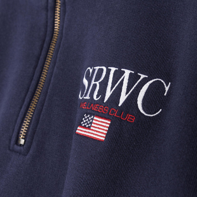 Sporty & Rich Nautical Embroidered Quarter Zip - XL / Dark Navy - 4