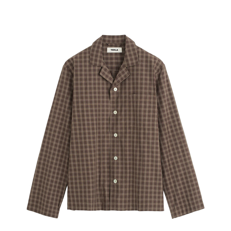 Tekla Fine Twill Long-Sleeved Sleepwear Shirts - L / Serra Checks - 1