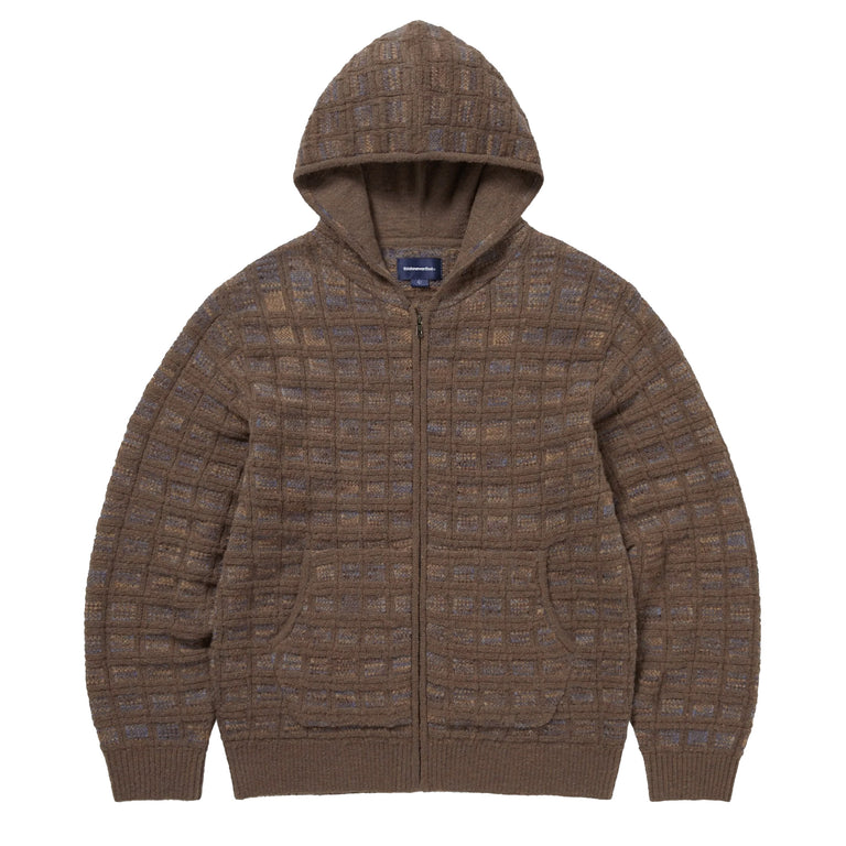 thisisneverthat	Textured Knit Zip Hoodie - S / Brown
